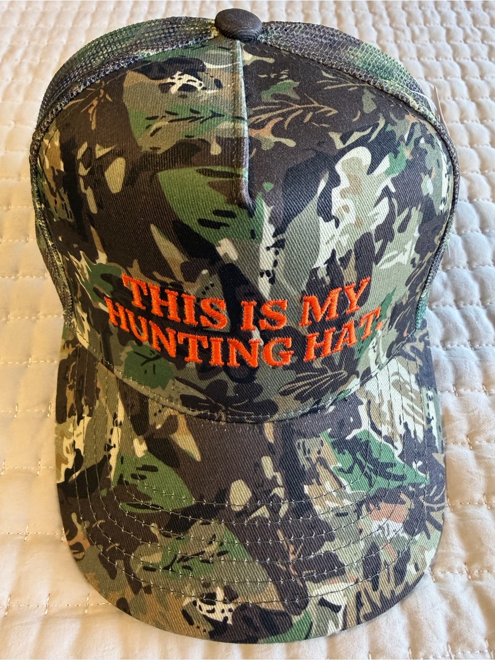 KenzKustomz Camo NWT Hunting Hat Orange Embroidered “This Is My Hunting Hat” OS